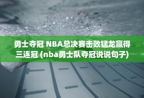 勇士夺冠 NBA总决赛击败猛龙赢得三连冠 (nba勇士队夺冠说说句子)