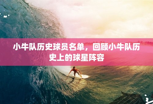 小牛队历史球员名单，回顾小牛队历史上的球星阵容