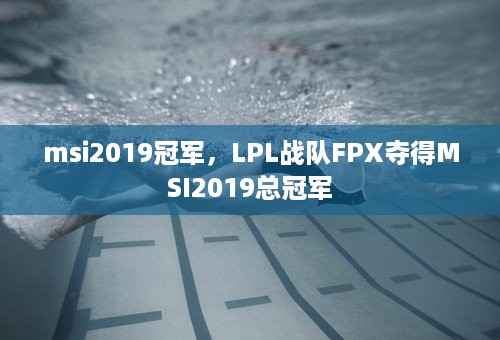 msi2019冠军，LPL战队FPX夺得MSI2019总冠军