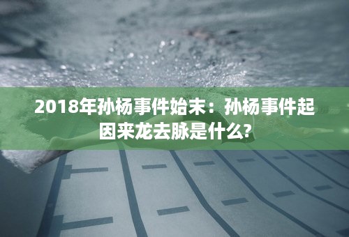 2018年孙杨事件始末：孙杨事件起因来龙去脉是什么?