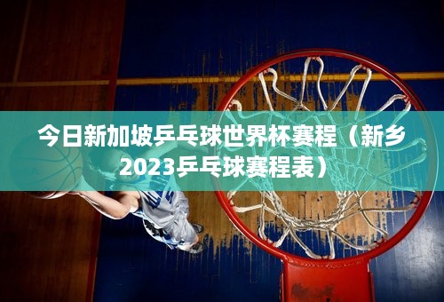 今日新加坡乒乓球世界杯赛程（新乡2023乒乓球赛程表）