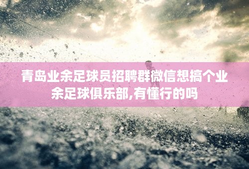 青岛业余足球员招聘群微信想搞个业余足球俱乐部,有懂行的吗