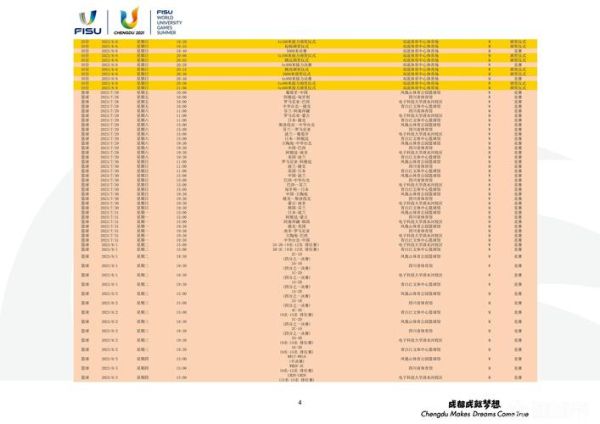 成都大运会女篮赛程表图片(成都大运会女篮赛程表直播)